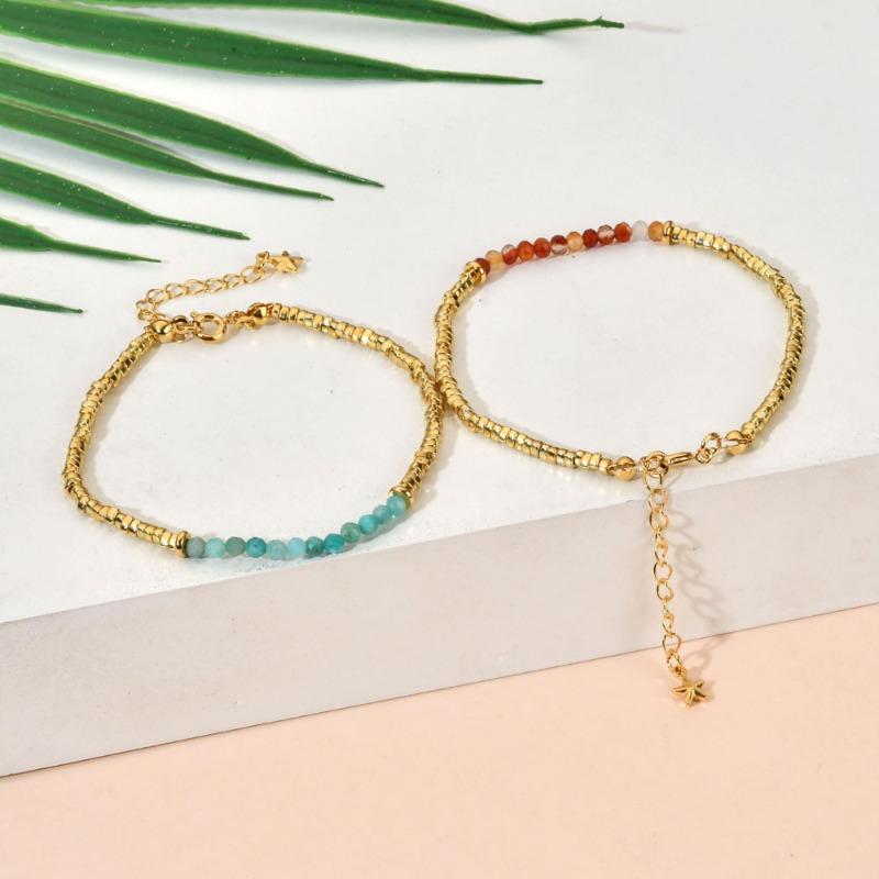 Stone Beaded Bracelet Girls Creative Electroplated Stone Crystal Bracelet