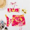 Popular Printed Tube Top Strap Split Three-Piece Set New European And American Bikini Women'S Swimsuit Swimsuit