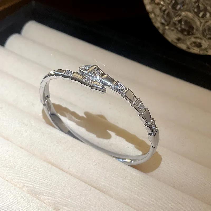 Zircon Snake Cross-open Bracelet, High-end and Exquisite Bracelet, Light Luxury and Trendy Bracelet