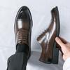 Mode Neue Braune Derby Schuhe für Herren Schwarz Business Runde Zehenpartie Schnürschuhe Unifarben Herren Kleiderschuhe Größe 38-46
