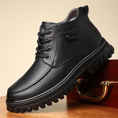 2025 Wintersaison Neue Herren Lederstiefel Herren Baumwollschuhe Fleece Warm Schneestiefel Martin Stiefel