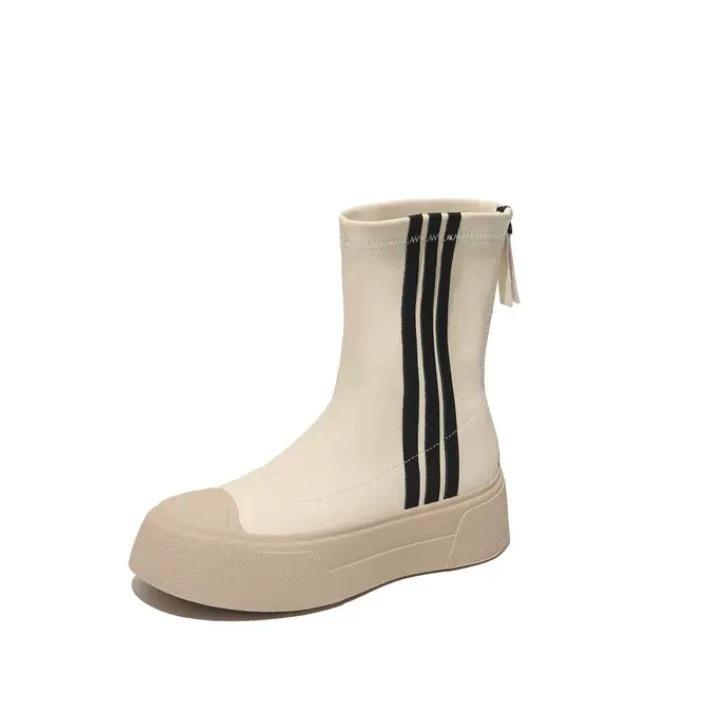 

Модная универсальная повседневная обувь Мартин женская новая на толстой подошве с круглым носком эластичные ботинки тонкие ботинки 40