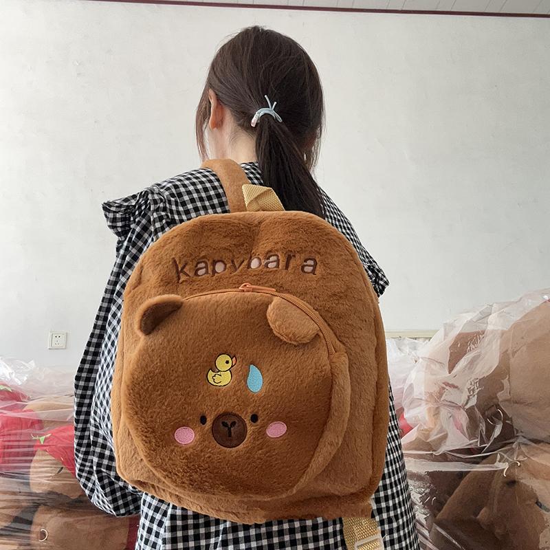 1Pc  Style Kapibala Doll Plush Backpacks Large Capacity Cartoon Capybara Backpack Plush Women Bag Gift For Kids