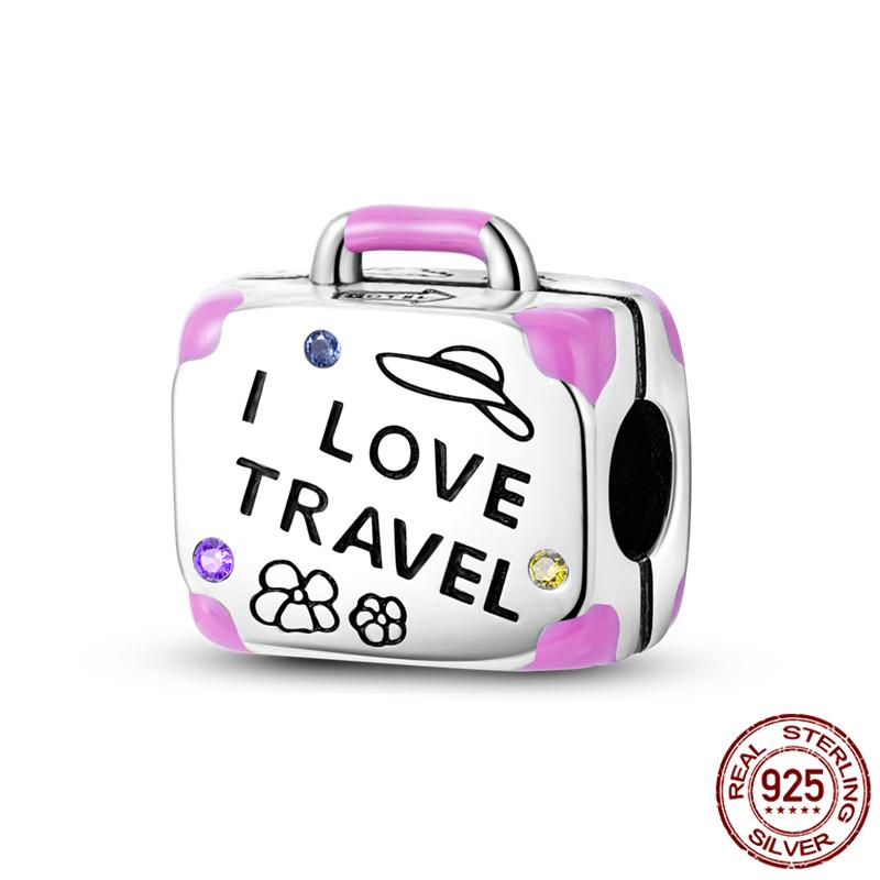 Luggage Airplane Passport Three-Piece Setcopper Charms Fitoriginal Bracelet Jewelry Making For Women Gift