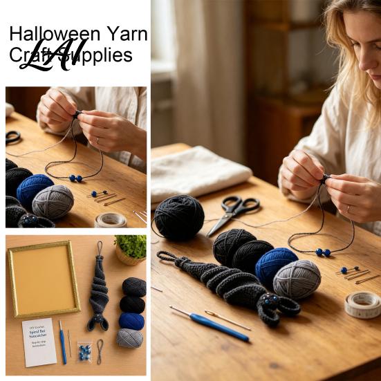 Set Uncinetto e Filo Kit Girandola Vento Pipistrello Artigianato Spirale Fai da Te Maglia Facile Decorazione di Halloween Kit per Artigianato per Adulti Ciondolo Regalo Fatto a Mano
