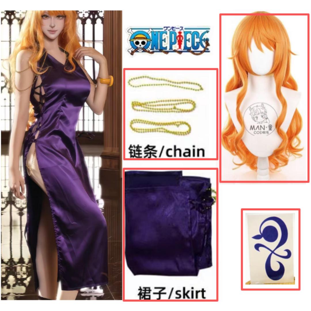 

Ensemble complet de olympiques de cosplay Nami pour femmes et filles, haut et jupe, tenues de ceinture, fête d Halloween et de c L фіолетовий