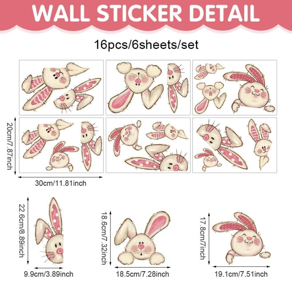 Self-Adhesive Wall Stickers Easter Festival Party Sticker New Bunny Sticker Glass Decoration