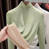 Autumn and winter women's clothing containing wool and silk bottoming shirt women's inner heating fleece warm turtleneck top with fleece and thicker