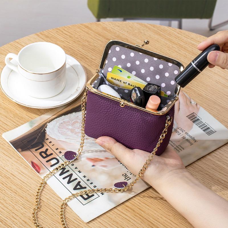New fashion chain bag, simple and portable shoulder messenger bag, genuine leather multi-functional gold storage bag, large capacity