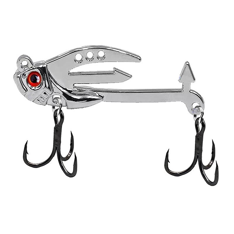 Metal Vib Fishing Lure 2-In-1 Fake Angling Baits Long Throwing Realistic 3D Eyes Fishing Baits For Catfish Bass Trout Vib Tackle