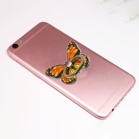 Smooth Edge 360 Degree Free Rotation Self-Adhesive Finger Ring Holder Colorful Butterflies