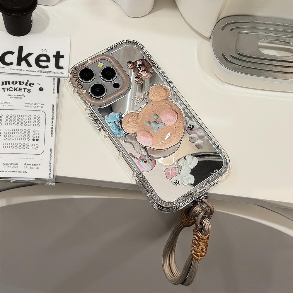 Cookies Bear Stand Suitable for 16ProMax Apple 15 Mobile Case IPhone 13 Mirror 12 Bracelet 11