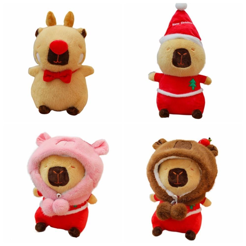 Elk Capybara Plush Toy Santa Claus Capybara Fluffty Doll Capybara Plush Doll  Home Decor