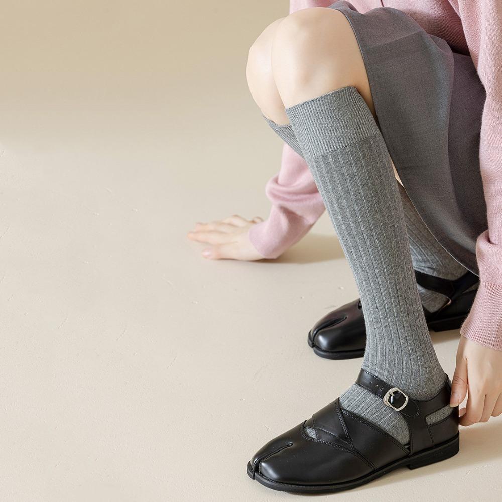 Knitted JK Calf Long Socks Knee High Separate Toe Socks All Match Mid-tube Stocking Women  Lolita