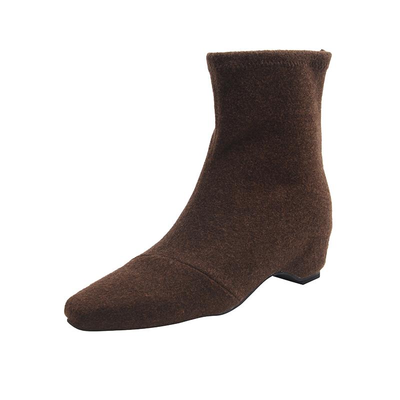 Winter Autumn Fashion Pointed Toe Ladies Ankle Boots Female Height Increasing Shoes Flock Women Short Boots With Fur Shoes