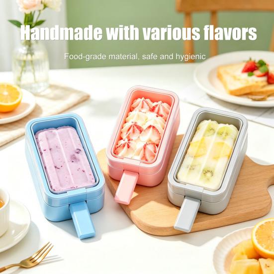 Silicone Ice Pop Mold with Stick, Food Grade Reusable Ice Cream Maker with Lid, DIY Summer Freezer Ice Lolly Mold for Kitchen