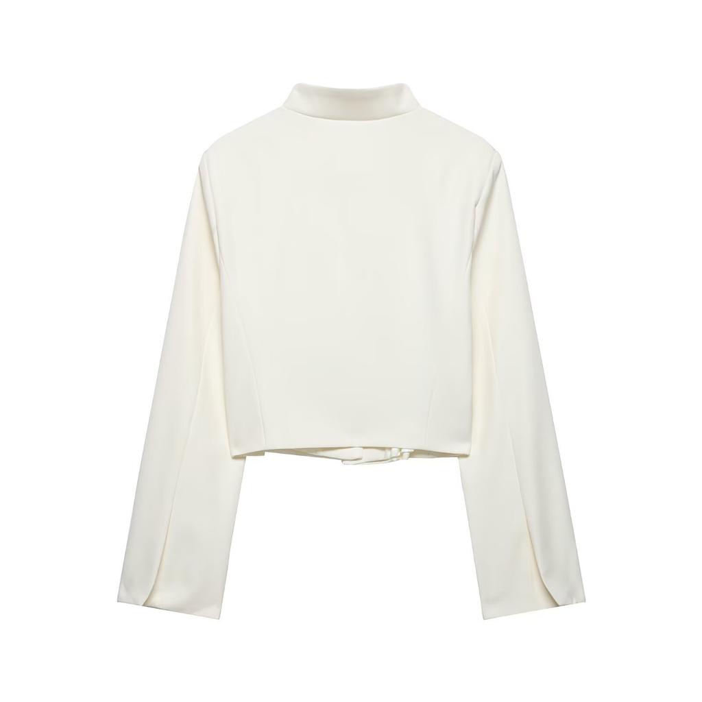 Spring 2026 new European and American cross-border women's clothing fashion short Zhongshan collar long-sleeved blazer w085 353638