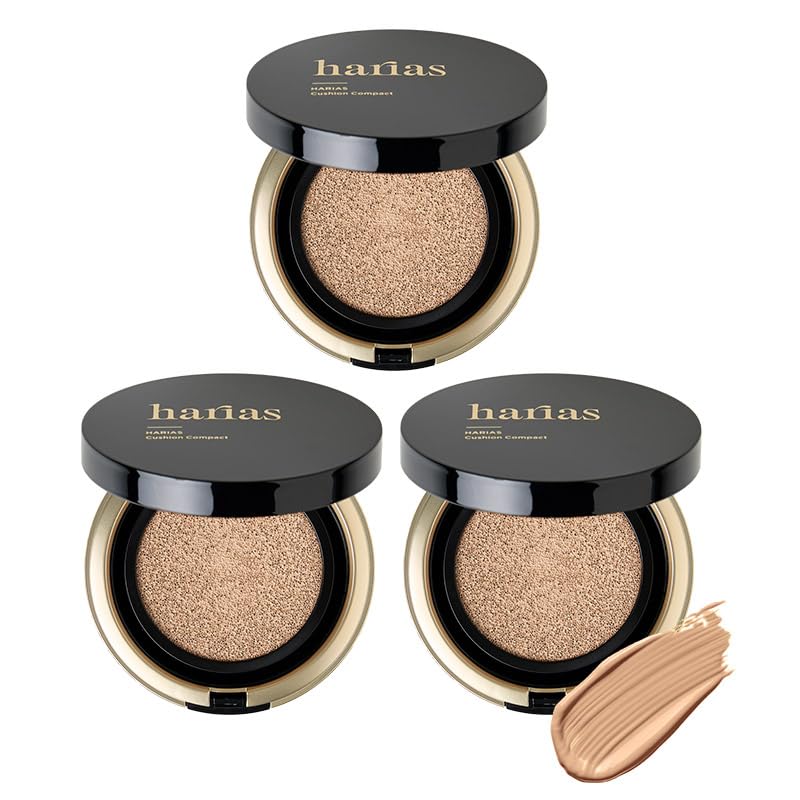 HARIAS Cushion Popular Ranking (Official) Foundation, 3-Piece Set, SPF50+, Niacinamide, Quasi-Drug, Serum, Foundation, (Amber)