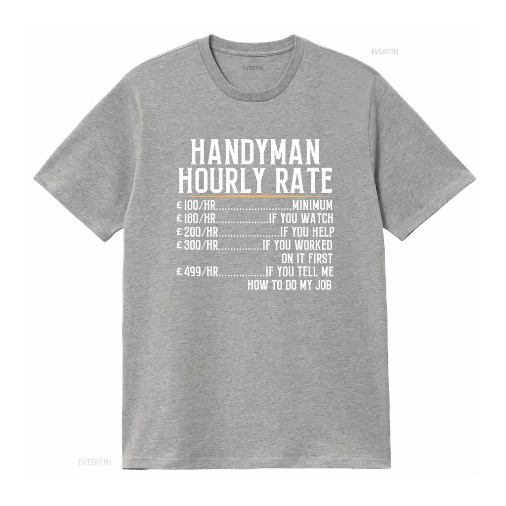 Handyman Hourly Rate Builder Electrician Plumber Gas Carpenter Plasterer T Shirt vintage Washed Top For Everyday Wear Casual