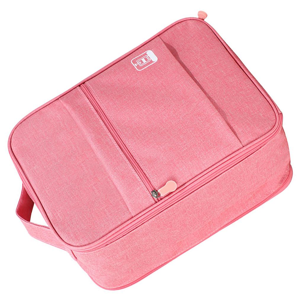 Hangable Folding Shoe Bag Big Waterproof Portable Multifunctional Shoe Storage Traveling Bag Pink