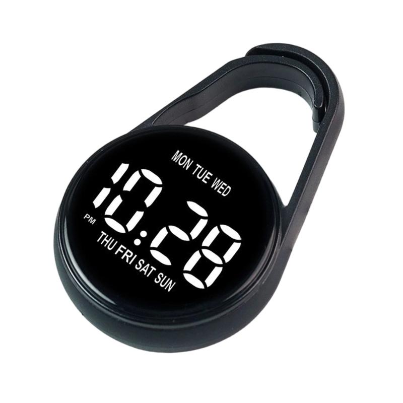 Touch Control Digital Pocket Watch Keychain Clip For Students Accurate Time LED Display Electronic Clock Accessories
