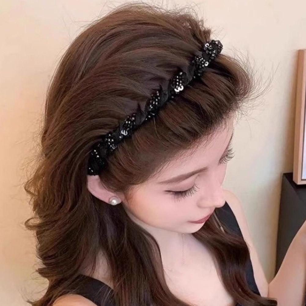 Damen Perlen Wickel Stirnband Gesicht Waschen Zähnchen Anti-Rutsch Haarreifen Stirnbänder Haar Styling Mode Kopfschmuck