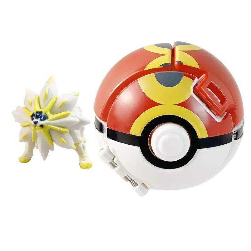 Pokemon Model with Ball Poke Pokeball Mew Groudon Solgaleo Mewtwo Pikachu Meowth Charizard Kyogre Fennekin Froakie Chespin Toy