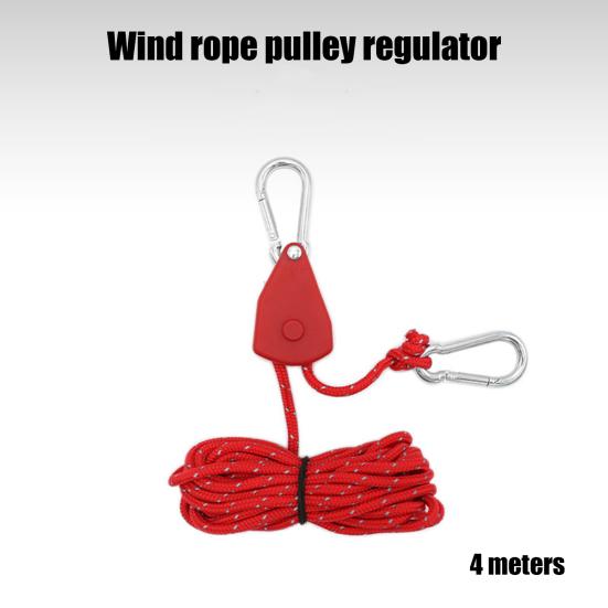Wind Rope Pulley Adjuster with Load-bearing Buckles Highly Reflective Rope Zinc Alloy Pulley Outdoor Camping Tent Canopy Adjustable Non-slip