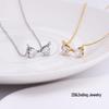 Cross-border European-American Simple Luxury Zircon Bow Pendant Necklace