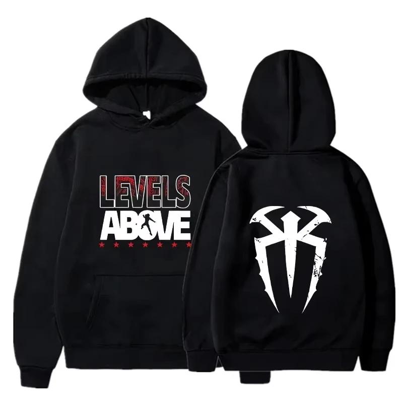 Women's Men's Casual Fashion Hooded Sweatshirt Roman Reigns Printed Pullover Long Sleeved Harajuku Street Fashion man