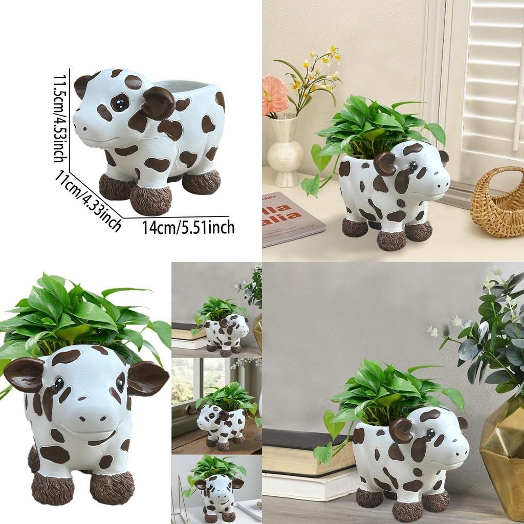 Adorable Modern Simple Cow Resin Succulent Planter Pot For Indoor And Outdoor Decor