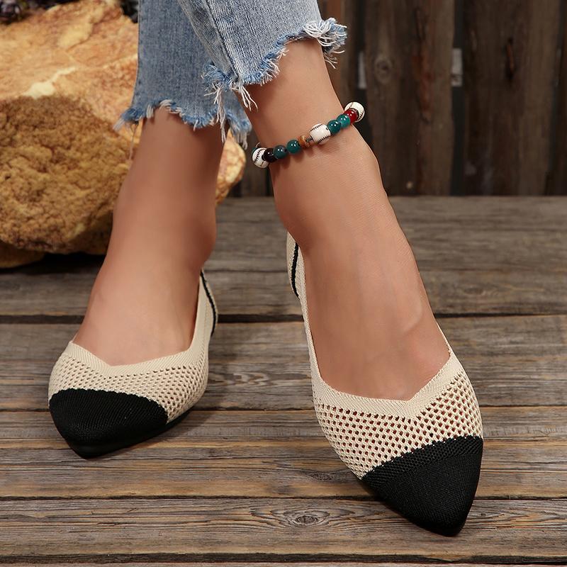 Fashion Lightweight Slip On Flat Shoes Woman Knit Mesh Breathable Summer Shoes for Women Mix Color Soft Sole Casual Work Shoes Plus Size
