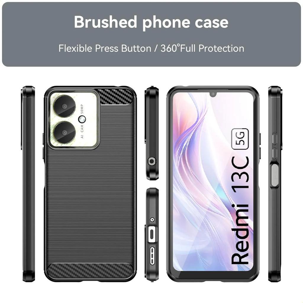 Coque de téléphone pour Xiaomi Redmi 13c 5g, Housse de protection flexible en fibre de TPU pour Xiaomi Redmi 13c 5g