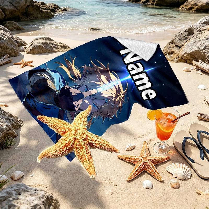 Custom Name Personalized Video games Print Beach Towel, for Trip Camping Beach Party Home Decor, Birthday Gift for Family & Friends