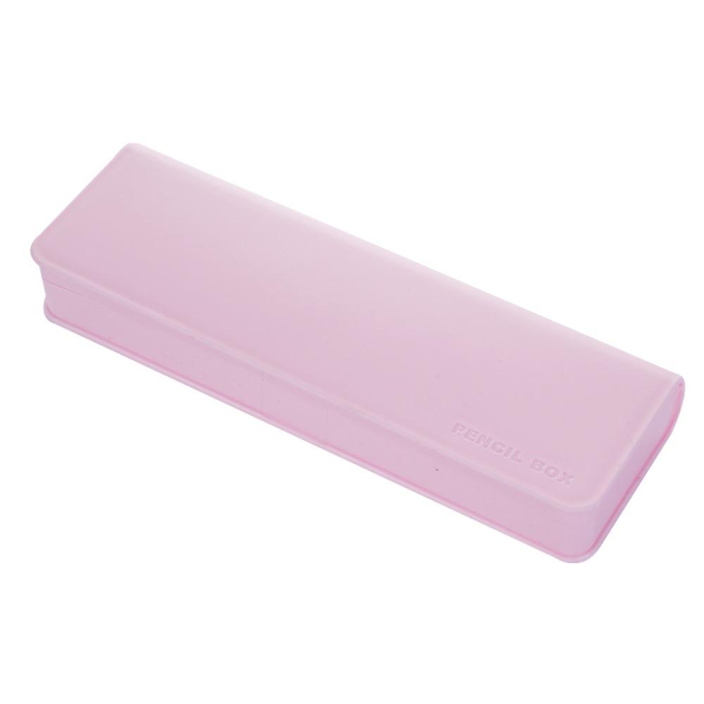

High Quality Plastic Pencil Case Portable Large Capacity Pen Box Stationery Organizer Elementary Students розовый