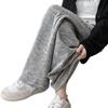 Sommerhose für kleine Frauen mit hohem Bund, Streifen und weitem Bein