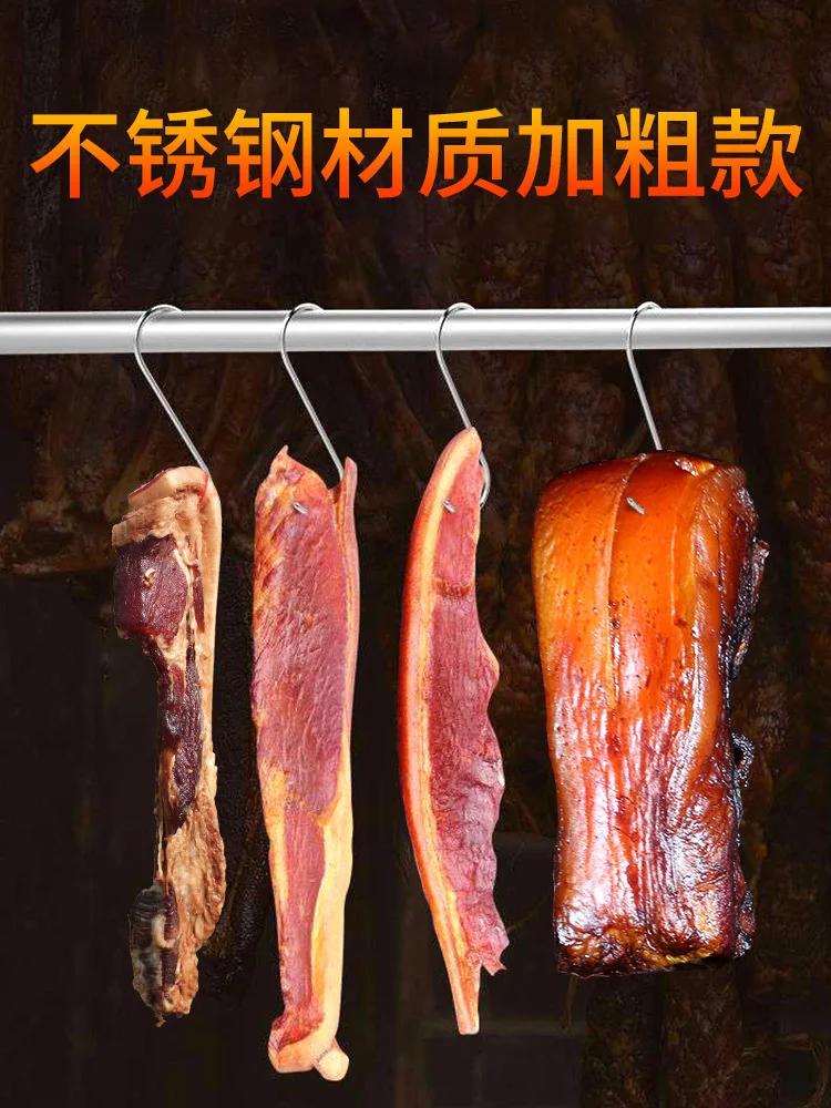 10 יחידות ווים מנירוסטה S עם קצה חד בשר וו קצב כלי לעישון חם וקר עישון נקניק גריל ברווז ווי תליית ברווז