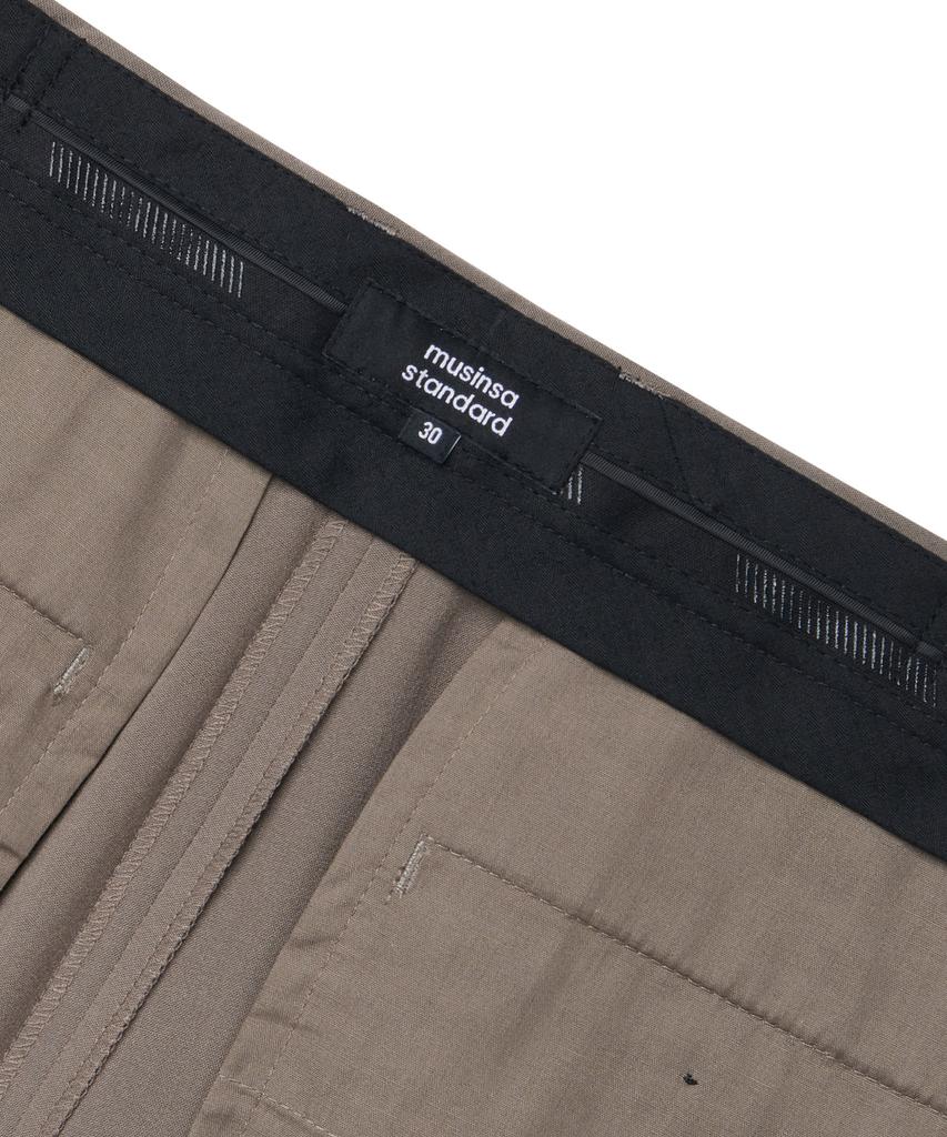MUSINSA STANDARD Lightweight Relaxed Tapered Hidden Banding Crop Slacks [Dusty Beige]