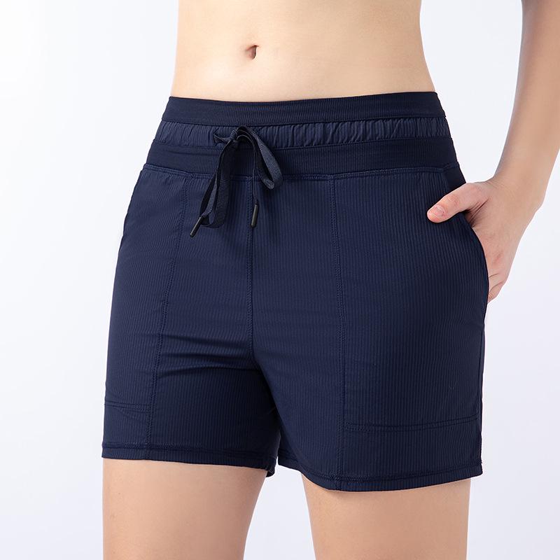 

Женские спортивные шорты средней длины с быстрой сушкой - С высокой талией для бега, йоги и фитнеса L (112-125 jin) темно-синий