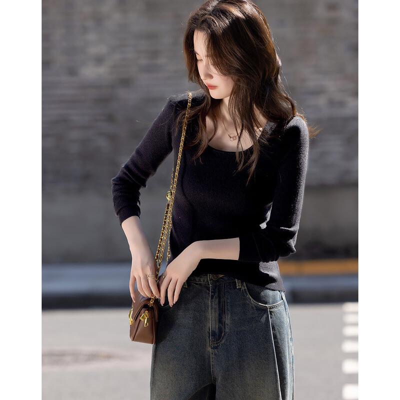 Demana Women's Slim Fit Long Sleeve Knit Top