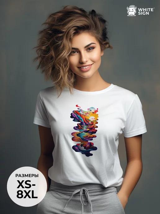 Bright oversized summer T-shirt:  Sunset XL