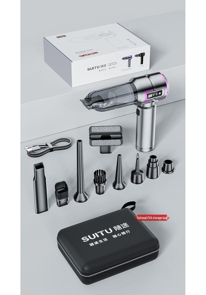 Portable Dual-Use Handheld Car Vacuum Cleaner with Strong Suction & Inflatable Function