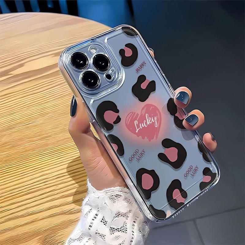 Good Lucky Pink Leopard Print Phone Case For Samsung Galaxy S23 S24 S22 S25 Ultra Plus Cover For Galaxy S24+ S23+ S22+ S25+ Fund