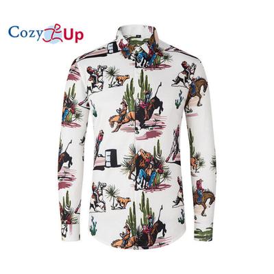 Erkek Uzun Kollu Moda Lüks Tasarım Baskı Elbise Gömlek