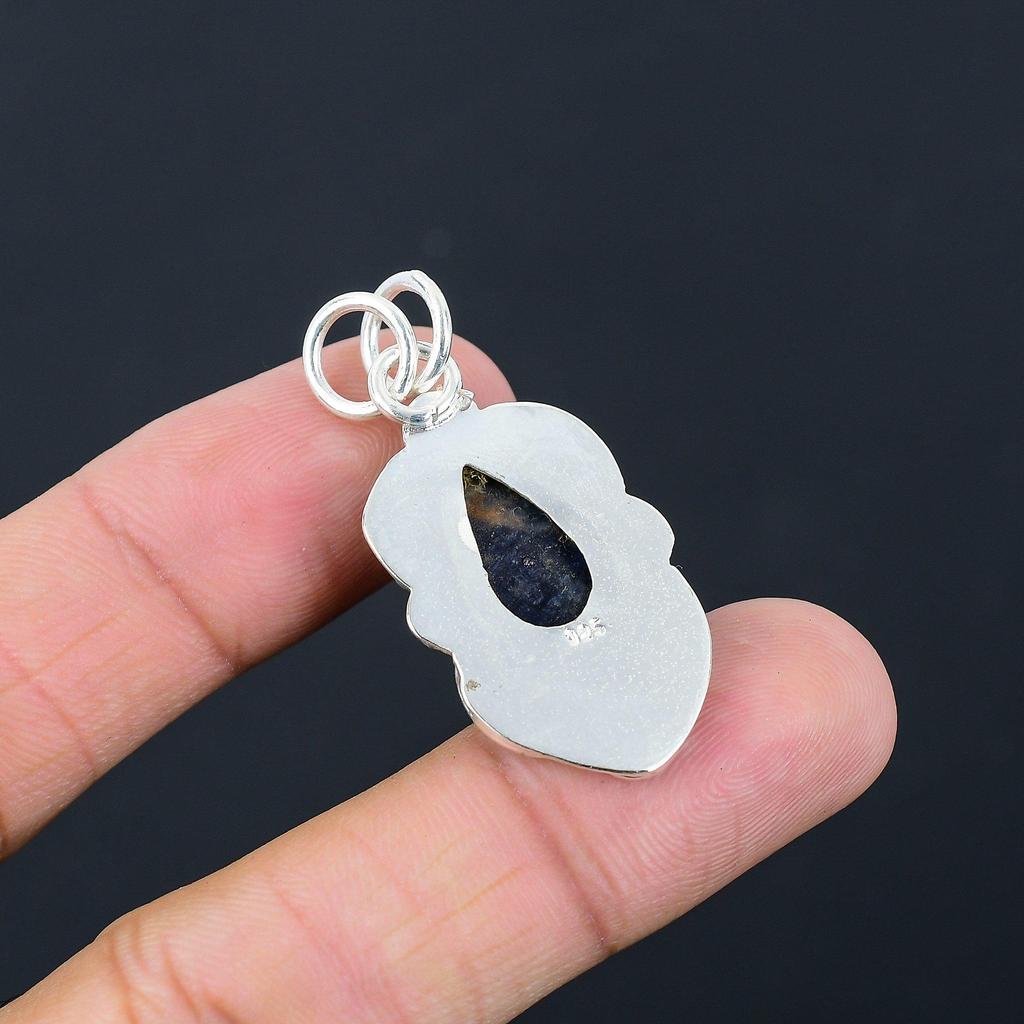 925 Sterling Silver Sodalite Rough Stone Wedding Handmade Trendy Pendant Jewelry