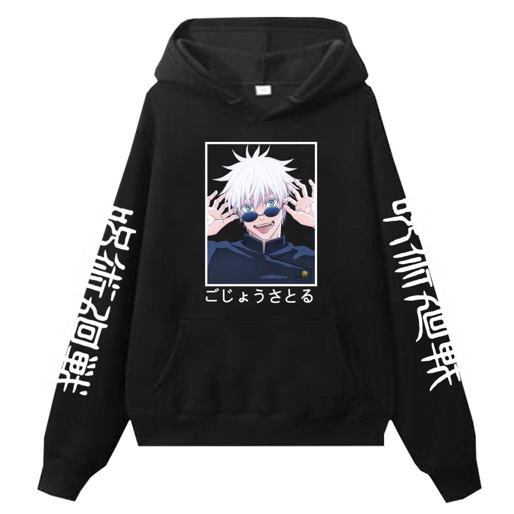 Anime Jujutsu Kaisen Satoru Gojo Funny Graphic Hoodies Oversized Hooded Sweatshirt Long Sleeves Hoodie Men Women Clothes