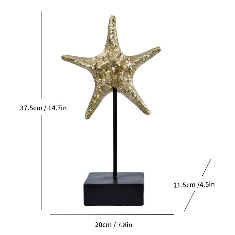 Creative Seahorse Starfish Golden Statue Living Room Decoration Marine Organism Ornaments Resin Sculpture Room Aesthetic Decor