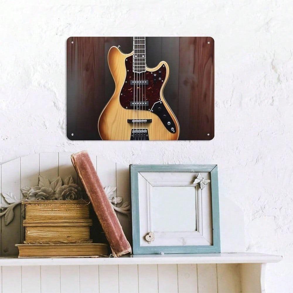 Metal Poster Retro Guitar 8x12 Inch Wall Art Bar Decoration Tin Sign