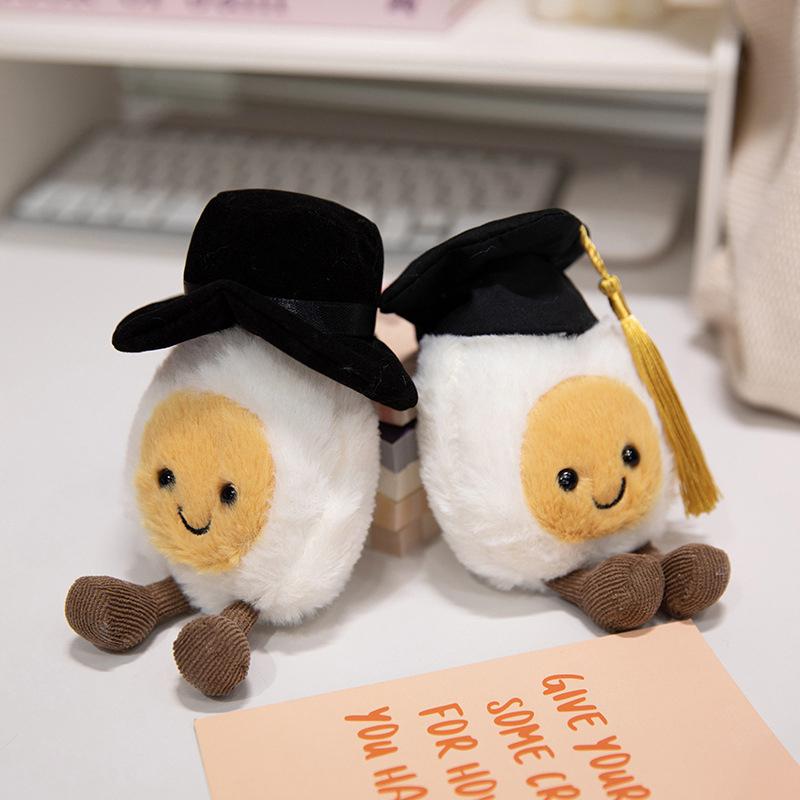 Funny Boiled Egg Graduation Stuffed Toy Cute Food Plush Accessories Fun Graduations Gift