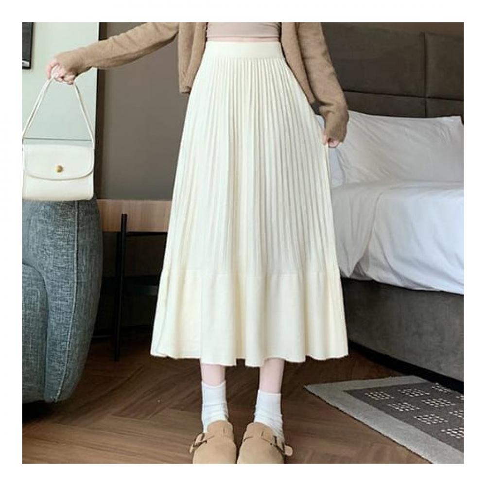 Navava Daily Plain Knitted Pleats Skirt Ns388